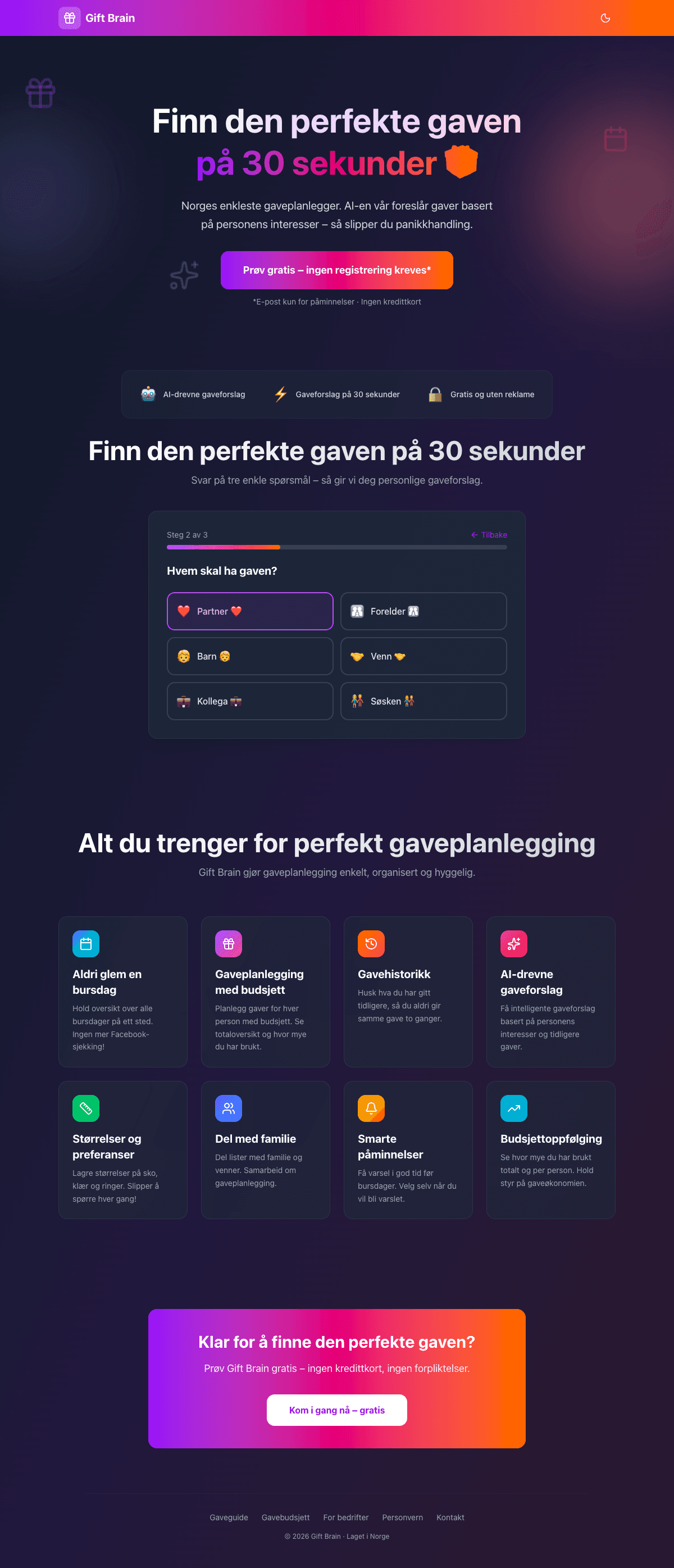 Quiz steg 2: Hvem skal ha gaven?